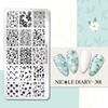 NICOLE DIARY Leopard Flower Nail Stamping Plate Image Transfer Template Geometry Leaf Stainless Steel Stencil Nail Printing Tool