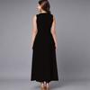 Women Plus Size Sleeveless Crew Neck Dress Soft Watercolor Floral Branches Flowy Mid Calf Gown