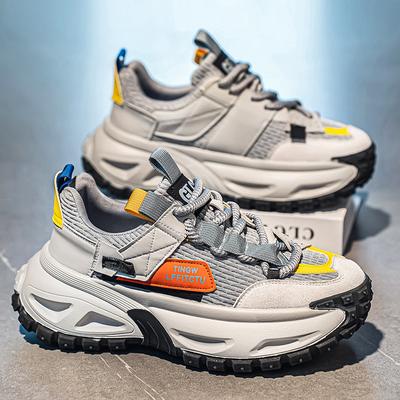 New Versatile Early Autumn Plain Thick-soled Heightening Color Matching Fashion Casual Shoes Men's Comfortable Sports Dad Shoes