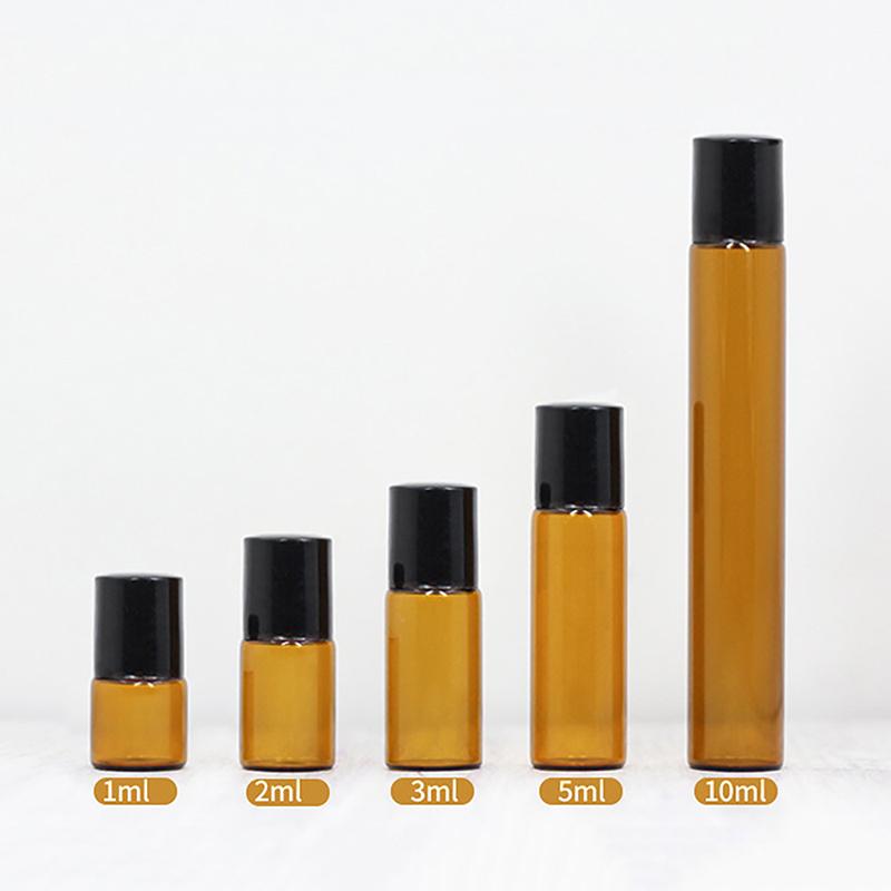 1Ml 2Ml 3Ml 5Ml 10Ml Amber Thin Glass Roll On Bottle Empty Refillable Bottle Sample Test Essential Oil Perfume Vials With Roller