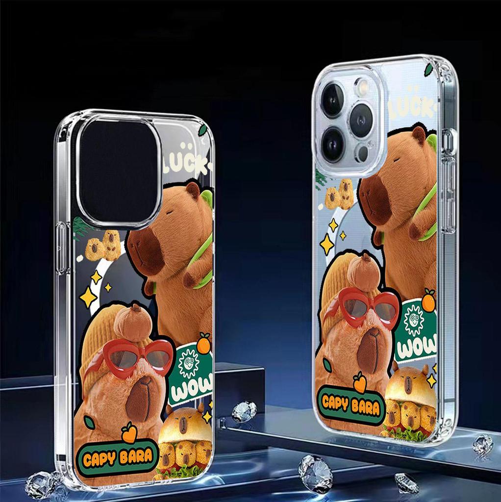Magnetic Cartoon Plush Bear iPhone 15/16/17 Pro Max Transparent Full Coverage Case