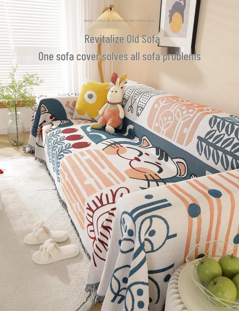 All-Season Universal Knitted Sofa Cover for Single or Three-Person Sofa