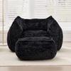 Giant Bean Bag Chair for Adults &Kids Faux Fur Sofa Chairs with Pillow &Ottoman, Comfy Reading & Gaming Beanbag Couch for Bedroom Living Room, Black