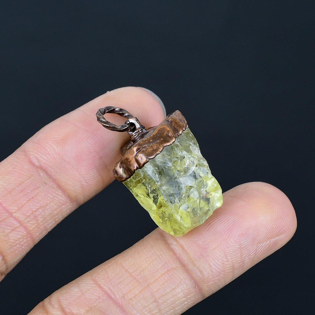 Citrin Anhänger Edelstein Schmuck, Kupfer Galvanisiert Silber Anhänger, Handgefertigter Schmuck Geburtsstein Anhänger, Geschenk Für Ihn