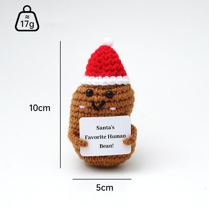 Christmas Positive Energy Doll Crochet Santa Claus Reindeer Handmade Knitting Dolls With Card Desktop Ornaments New Year Gift