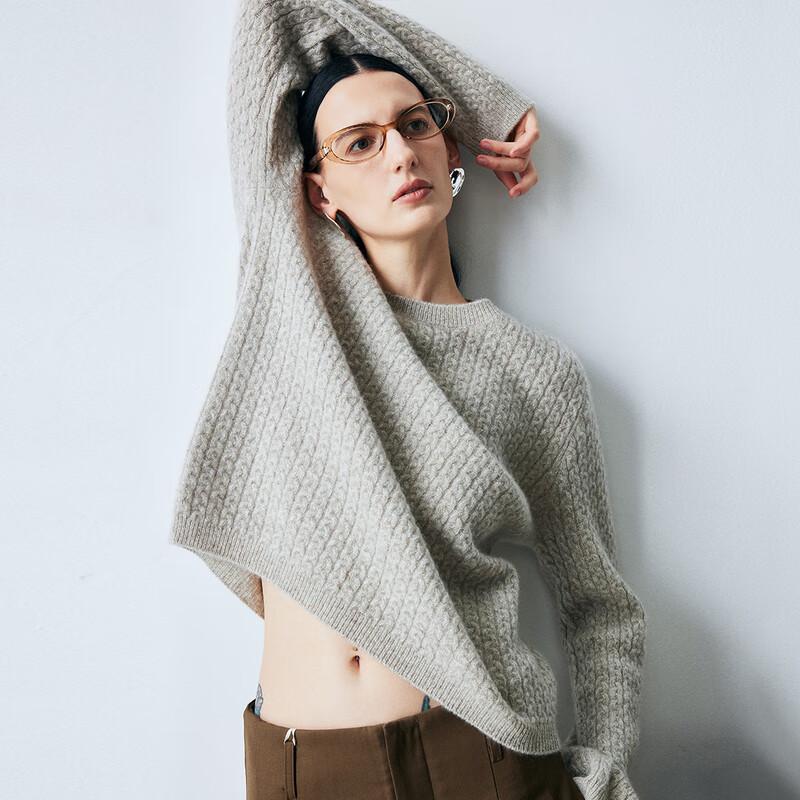 Palau Women's Retro Cable Knit Pure Cashmere Sweater