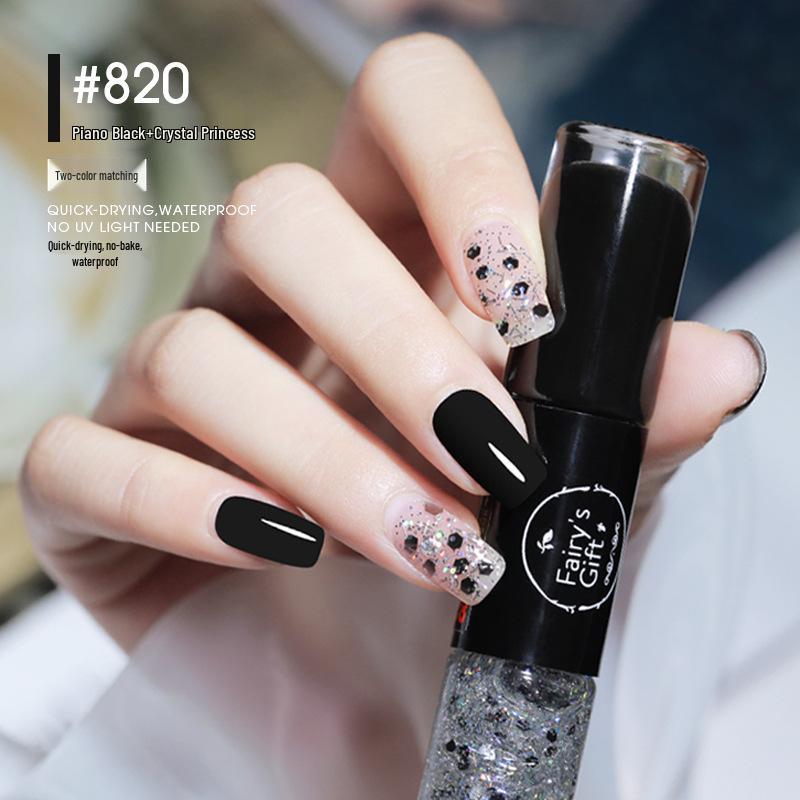 Dual-Color No-Bake Quick-Dry Waterproof Nail Polish - Long-Lasting & Non-Peeling for Autumn/Winter