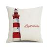 Watercolor Painting Nautical Lighthouse Ocean Seagull Boat Home Sofa Cushion Cover Home Decor Pillowcase
