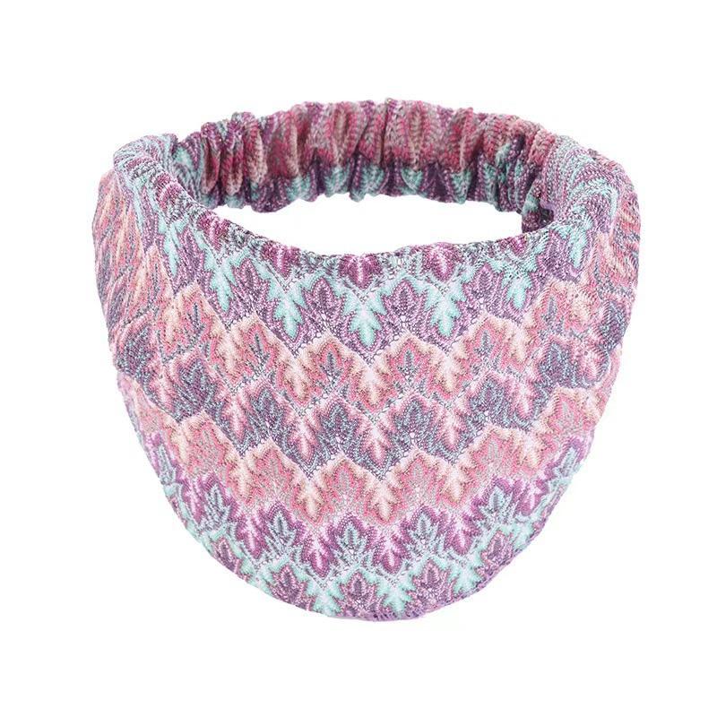 

1PC Wide-Brimmed Breathable Elastic Cover Hair Accessories Thin Wide Ethnic Style Hairband Women Hood Bandanas рожевий/фіолетовий