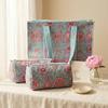 Women Bag Set Usalover925 Blue Quilted Cotton Floral Print Women Bag Set 01
