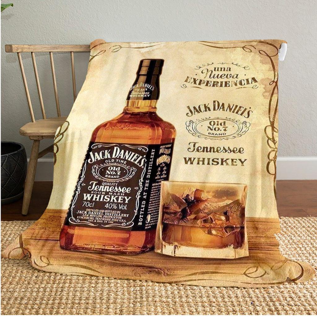 Jack Daniel's Sparkle Pluszowy Koc Miękki Wygodny Koc na Wszystkie Pory Roku Koc na Sofę Biuro Drzemki Koc Podróżny Zewnętrzny Idealny Prezent
