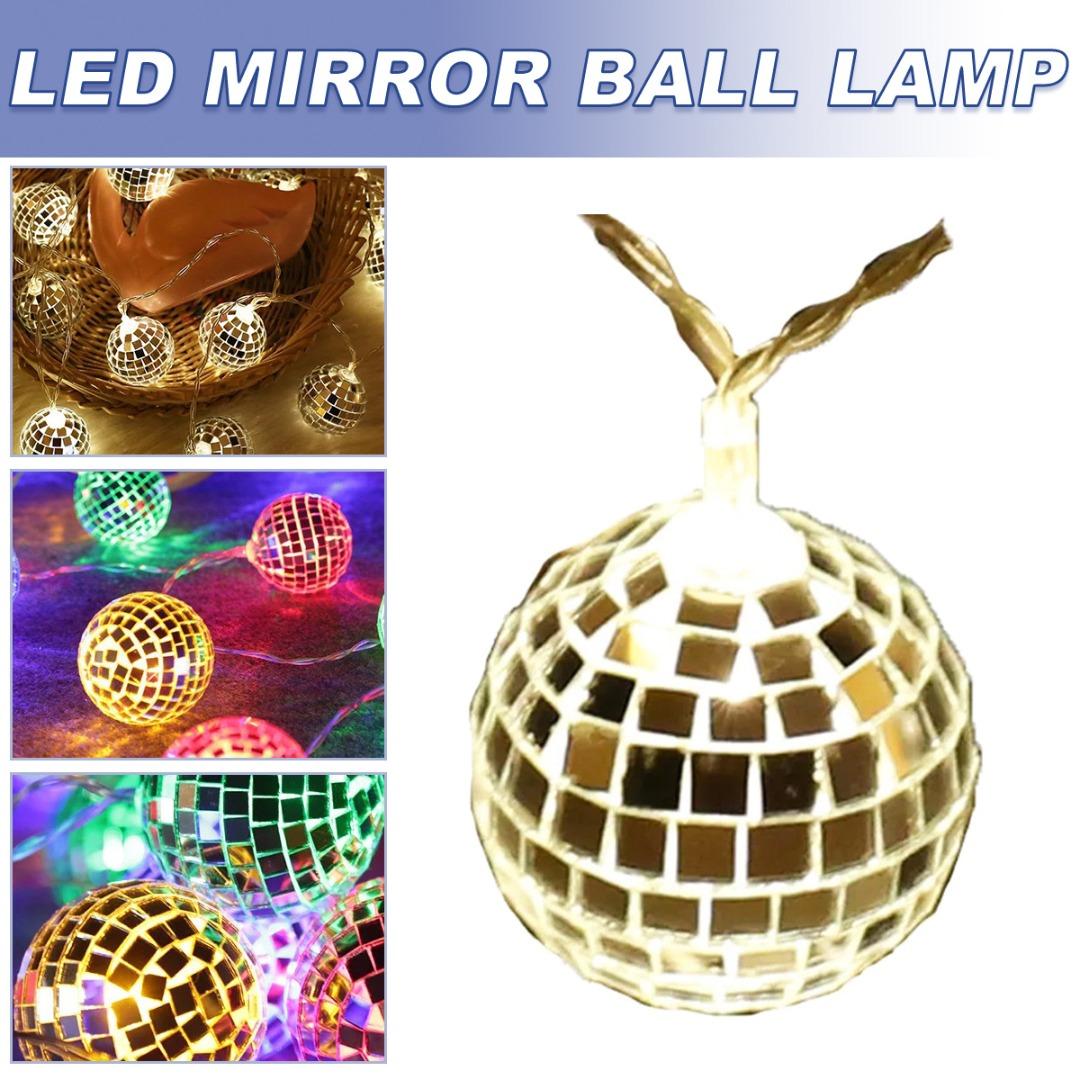 

PDTO 10 светодиодных зеркальных диско-шаров, светодиодных гирлянд для вечеринок, рождественских праздничных украшений