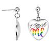 LGBT Kunst Homo Lesbische Trots Regenboog Hartvormige Glazen Cabochon Druppel Oorbellen Bedel Sieraden Voor Homoseksualiteit Meisjes Cadeau