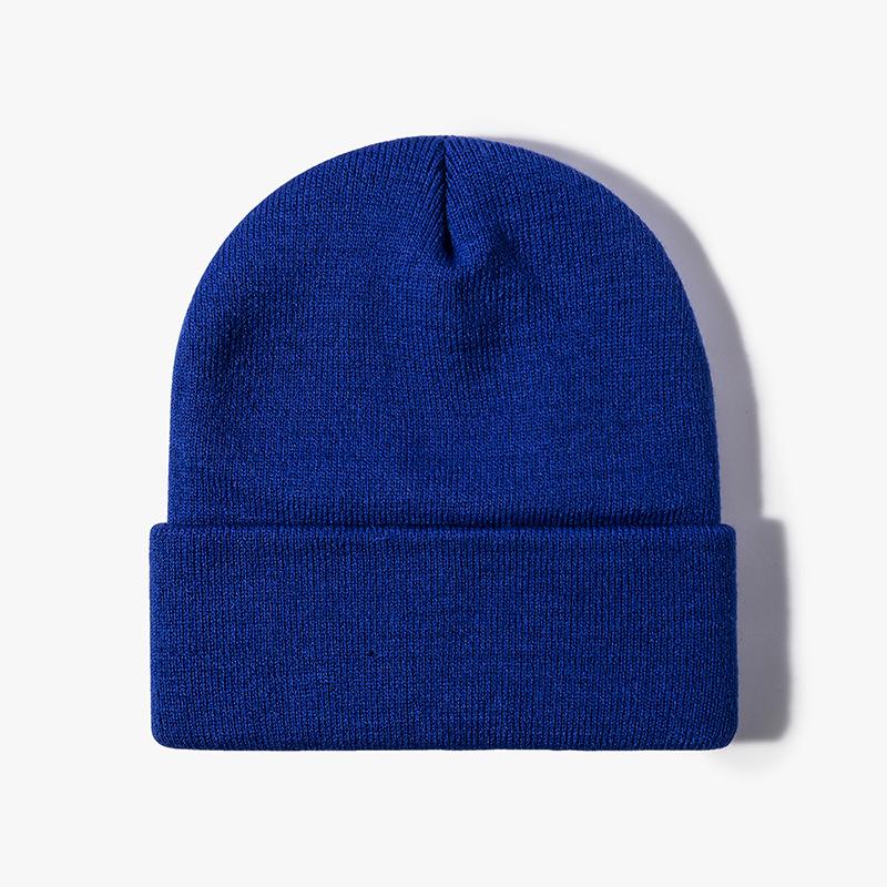 Knitted Hat Women's Winter Jacquard Four Corners Warm Thickened Men's Cold Hat Outdoor Black Versatile Wool Hat Purple Cold Protection