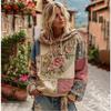 Women's Hooded Long Sleeve Printed Sweatshirt Loose Fit Casual Pullover Top