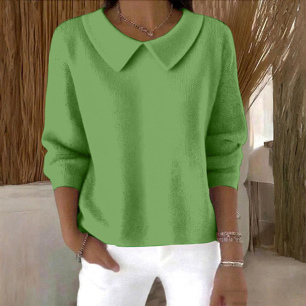 Women's Fashionable Long-sleeved -color Pullover Knitted Sweater Top