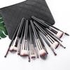 15-Piece Matte Black Makeup Brush Set: Powder & Blush Tools Available Now
