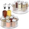 Transparent Round Plastic Turntable Storage Box Kitchen Desktop Food Seasoning Storage Container