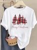 (Asian Size) watercolor tree style Tee Top Christmas Festival New Year Clothing T Shirt Women Fashion Print Female Woman Short Sleeve Graphic T-shirts