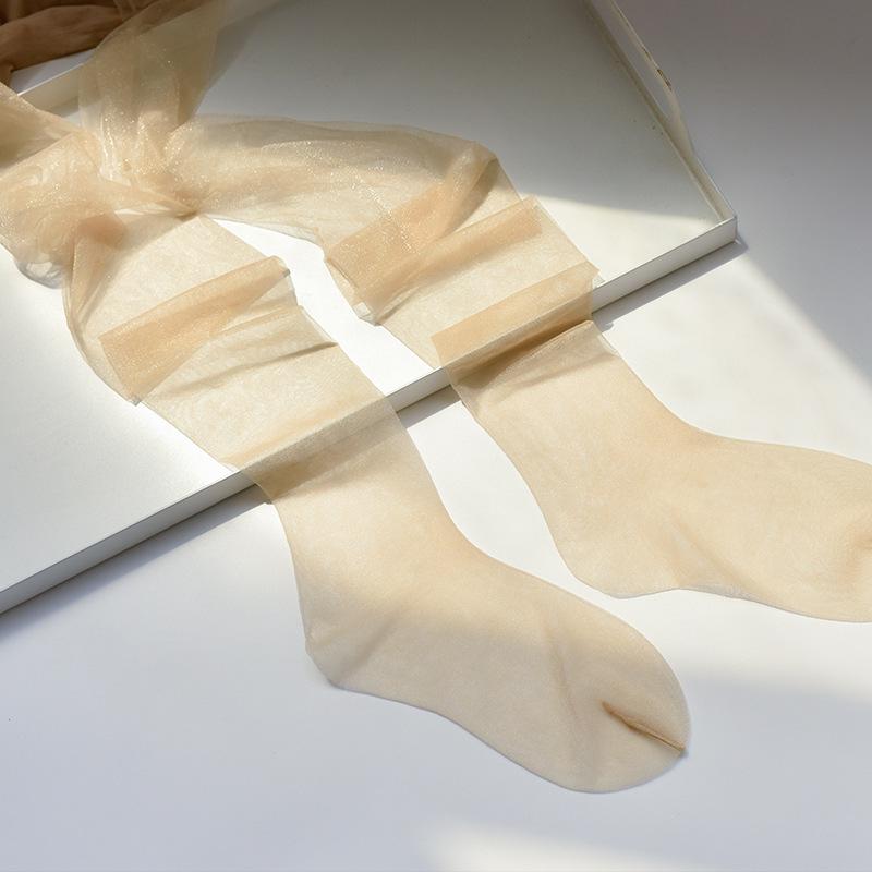Seamless Pearlescent Stockings: Silky, Shimmering, Transparent Summer Tights for Women