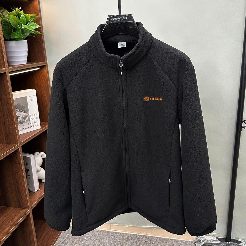 Mens Fleece Lined Hooded Sweatshirt Jacket Windproof Inner Layer Outdoor Daily Wear