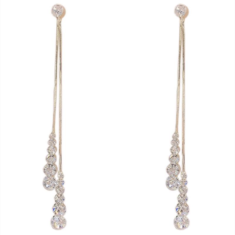 Elegant Crystal Tassel Earrings 2023: Chic 925 Silver Pins, Stylish and Unique Long Drop Design