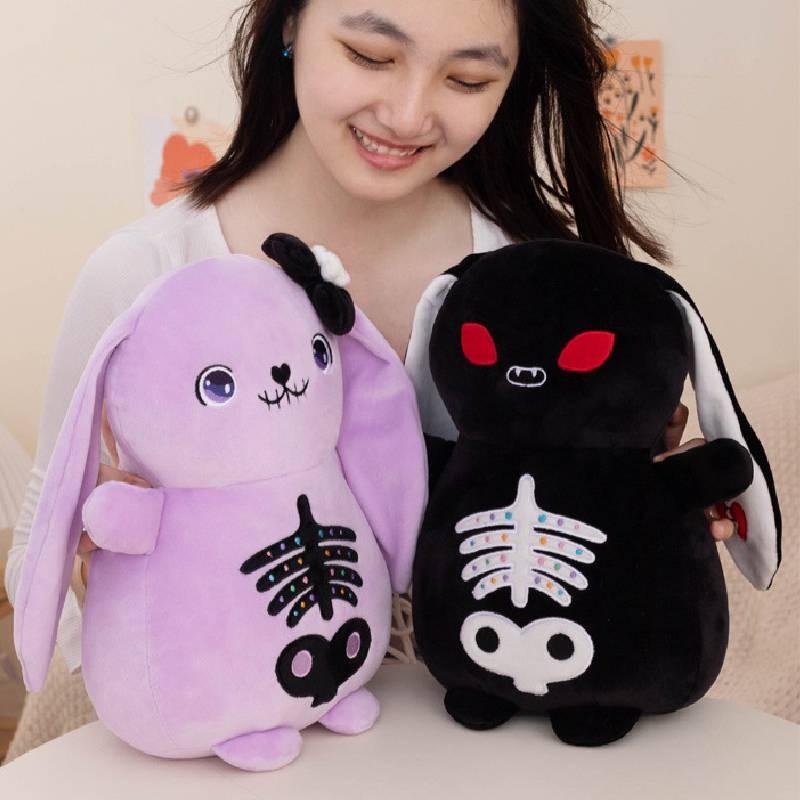 Purple Black Skull Rabbit Plush Toy Stuffed Animal Doll Bedroom Decoration Gift