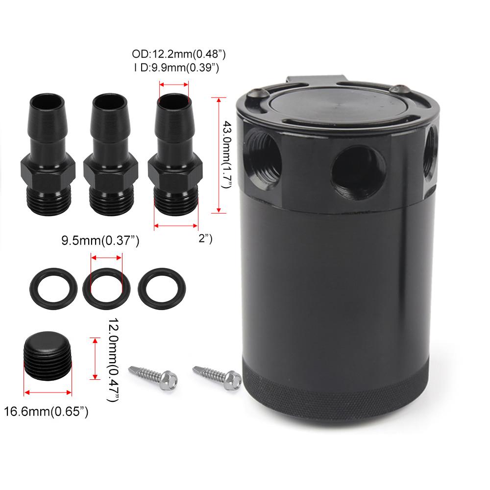 Universal Racing Baffled 3 port Oil Catch Can Tank Air Oil Separator With Removable Valve 3-hole Oil Kettle
