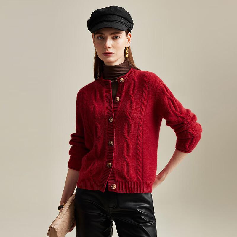 Women's Thick Cable Knit Cashmere Cardigan