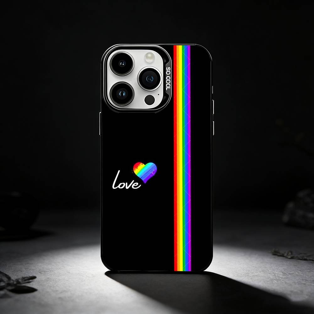 Gay Lesbian LGBT Rainbow Phone Case For iPhone 17,16,15,14,13,12,11 Plus,Pro Max,XS,Colored silver phone case