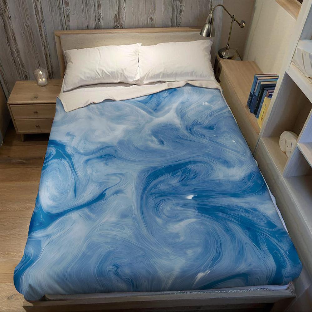 Icy Blue Swirl Flannel Blanket Warm Soft Halloween Christmas Couch Warm Cozy Decorative Decor Gift for All Season