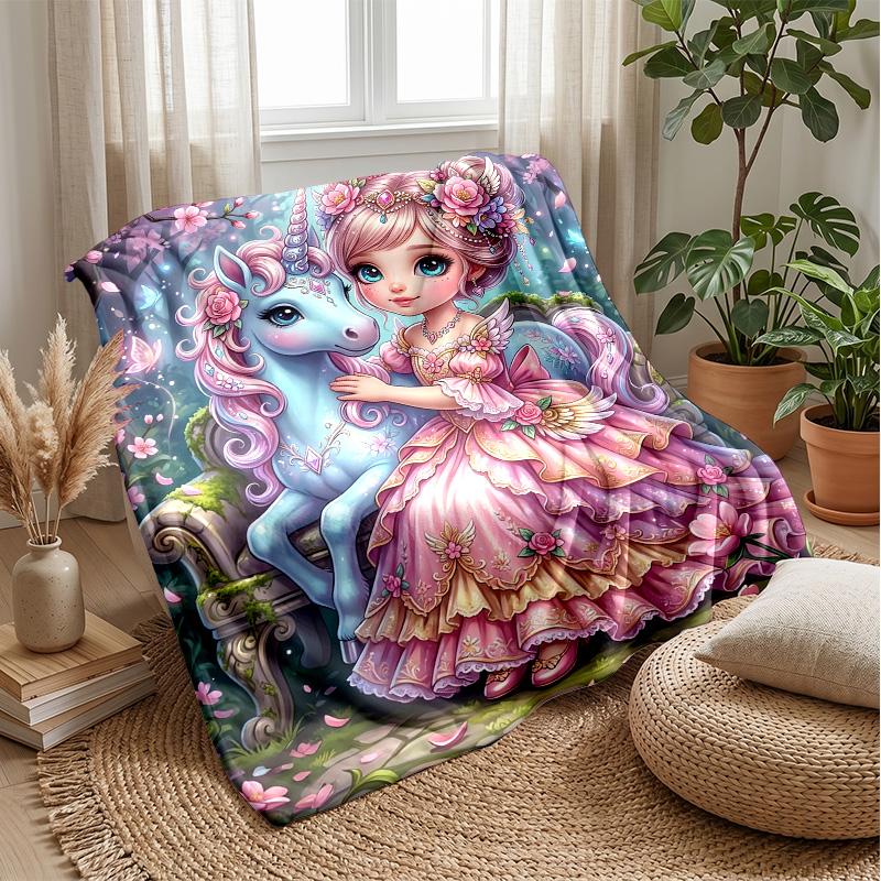 Pink Zebra Princess Print Theme Blanket Lightweight Warm Flannel Blanket Decorative Throw Blanket for Home Decoration