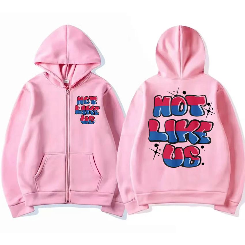 Kendrick Lamar „Not Like Us“ Song-Hoodie mit doppelseitigem Druck und Reißverschluss, Herren und Damen, Vintage Hip-Hop Streetwear, Unisex-Fleecepullover