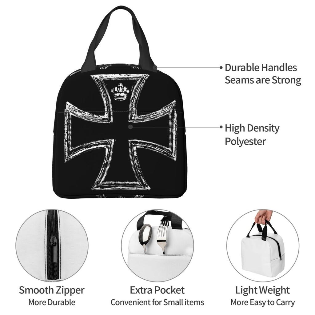West Coast Iron Cross Choppers Insulated Lunch Bag for Women Children Portable Food Boxes Thermal Lunch Box Tote