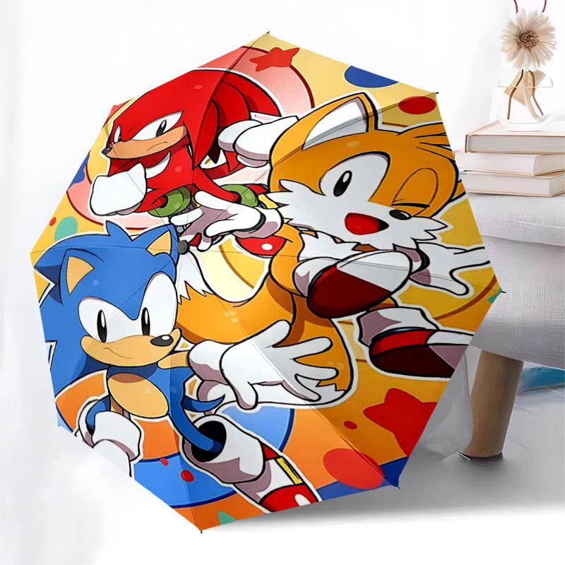 

1pc Sonic, Tails & Knuckles: Automatic Folding Umbrella - Portable 3-Fold Design with 8-Bone Iron Frame for Outdoor Use, Perfect Gift for Fans, Travel