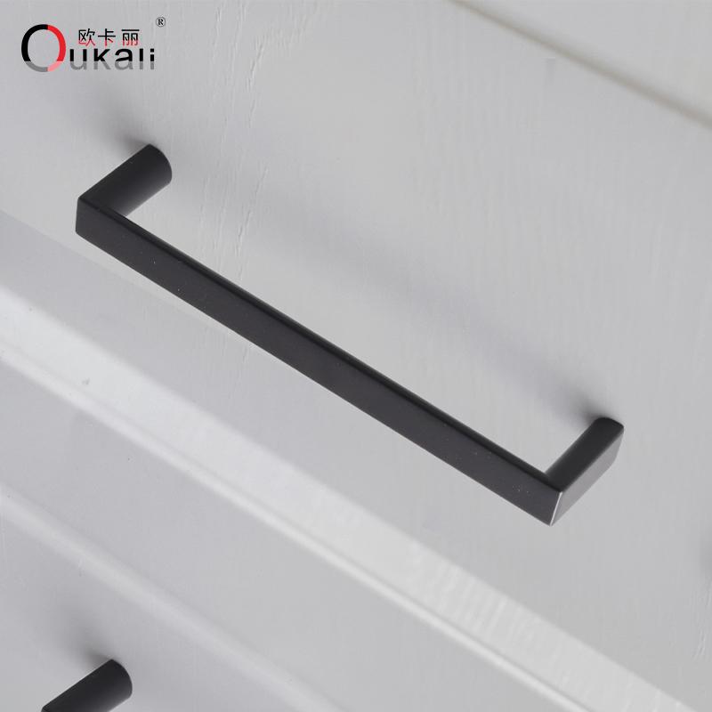 Oukali Modern Fashion Furniture Cabinet Handle Wardrobe Kitchen Matt Black Zinc Alloy Drawer 320mm Handles