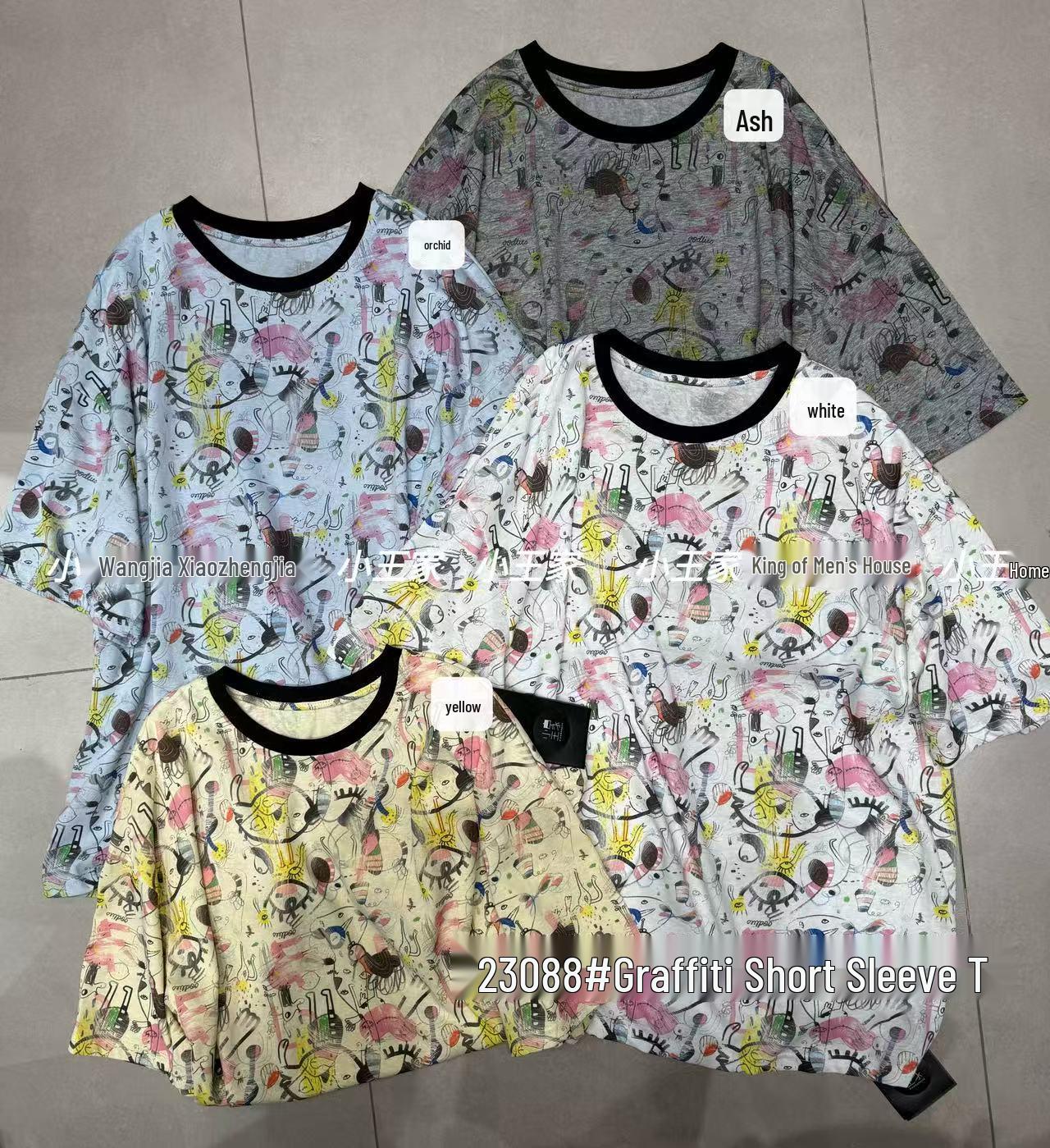 

Свободная футболка большого размера в корейском стиле с граффити от Сяо Вана на 2023 год One Size жёлтый