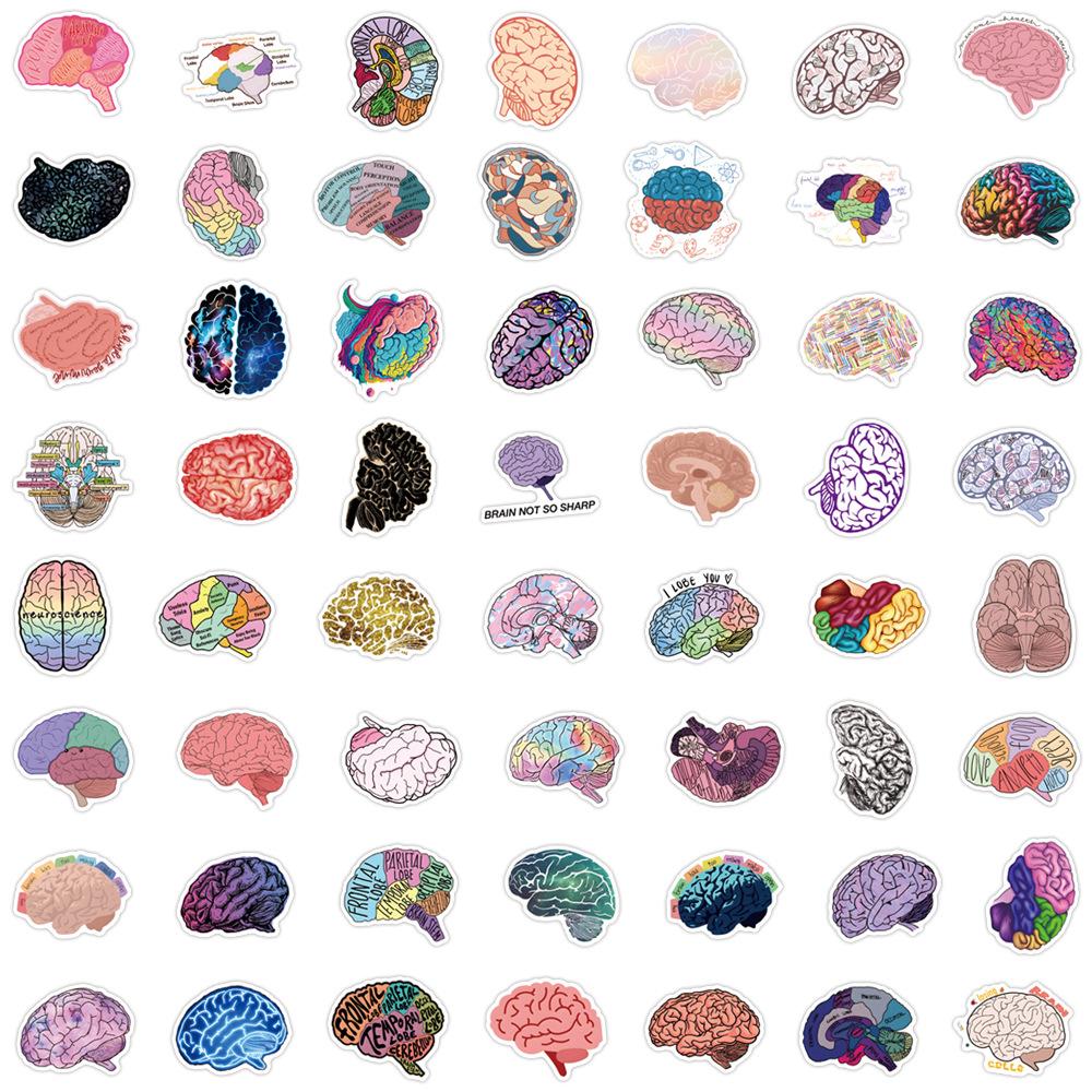 110 New Brain Colorful Brain Decals  Decorative Suitcase Notebook Water-Repellent Decals Premium Durable