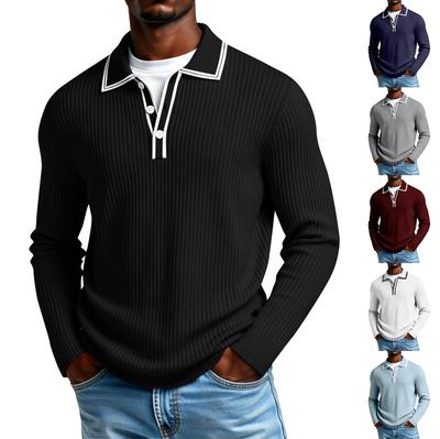 Men's Solid Color Button Lapel Pocket Long Sleeve Top Men's Casual Fashion Long Sleeve Top