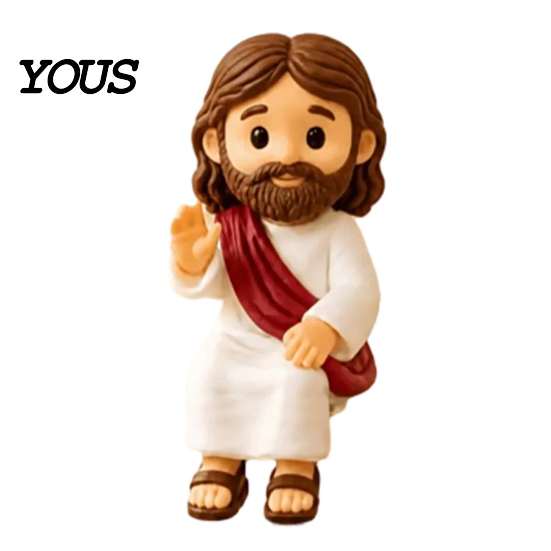 Stylish Tabletop Decorations Cute Praying Jesus Resin Figurine, Blessing Character Desktop Statue, Special Gifts for Further Education Religious