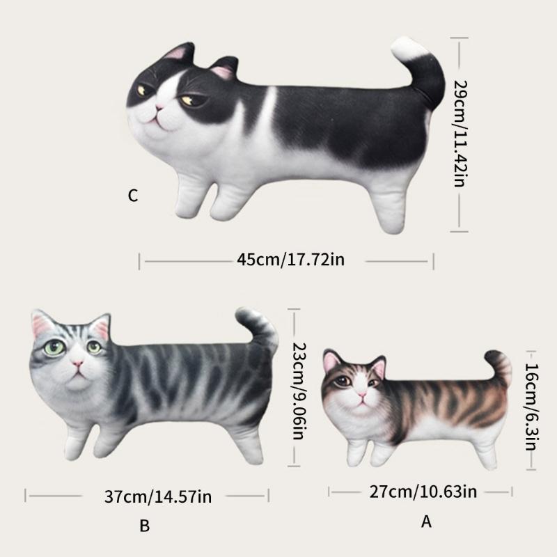 3D Cat Pillow Animal Cushion Toy Stuffed Animal Cat Picture Pillow Sofa Car Cushion 2024 Hot 3D Animal Print Pillow