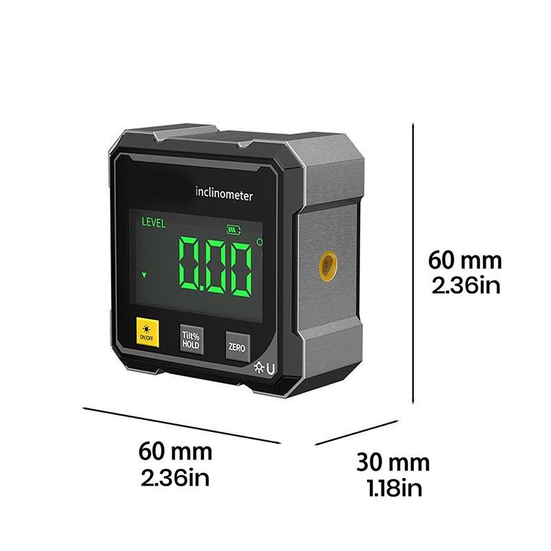 Digital Laser Angle Finder Protractor Tool, 4×90° High Accuracy Measuring Tool Large Led Display Magnetic Base, USB Rechargeable