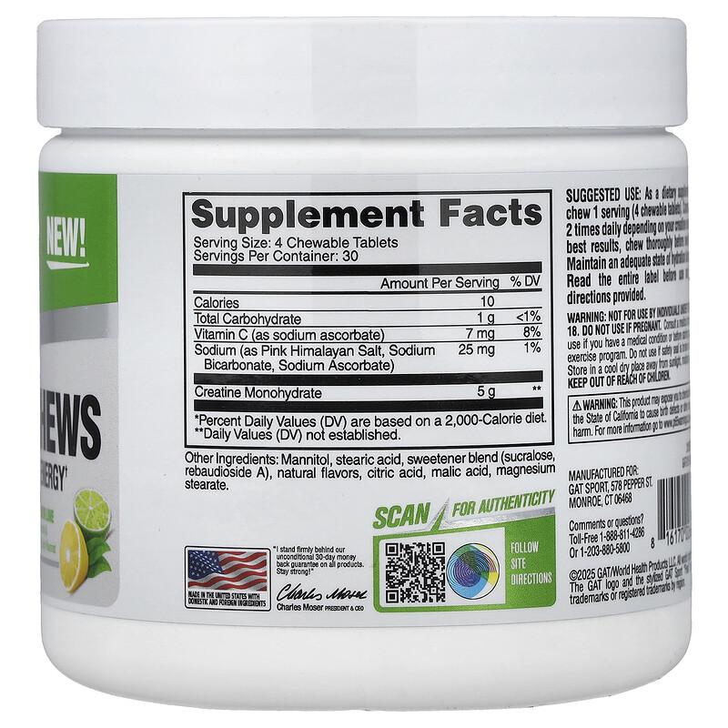 Sport, Creatine Chews, Lemon Lime, 120 Chewable Tablets