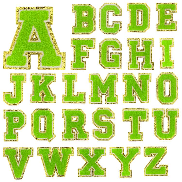 8cm Gold Edge Glitter Double-layer English Letter Iron-on Embroidery Patch