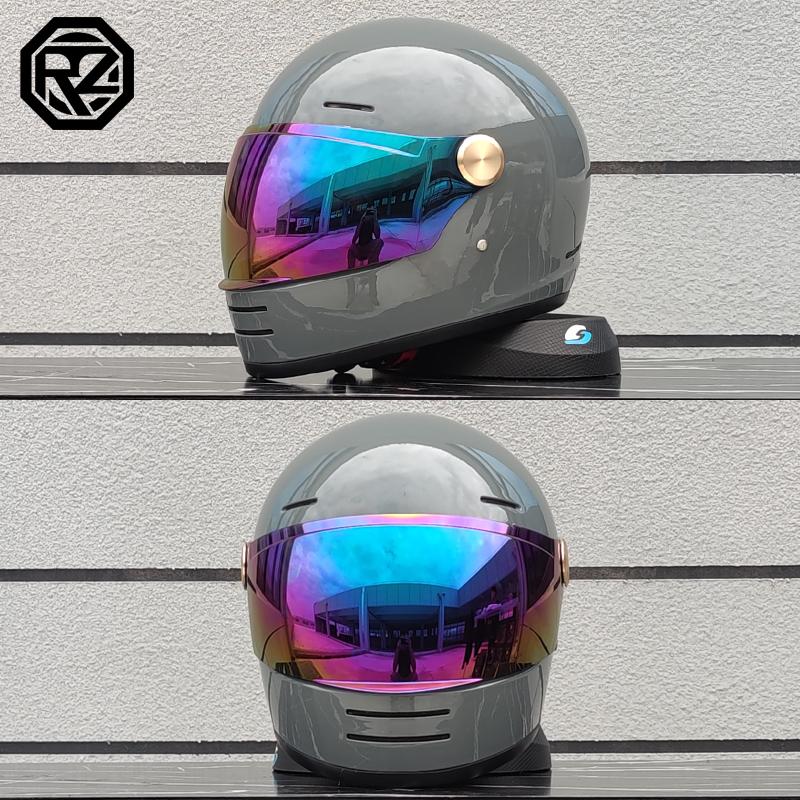 Motorcycle Retro Full Face Helmet DOT Approved Wide Field Off Road Motorcycle Helmet Adult Capacite Casco Moto