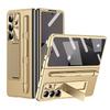 For Samsung Galaxy Z Fold7 5G Case Kickstand Leather+PC Hard Phone Cover with Screen Film and Stylus