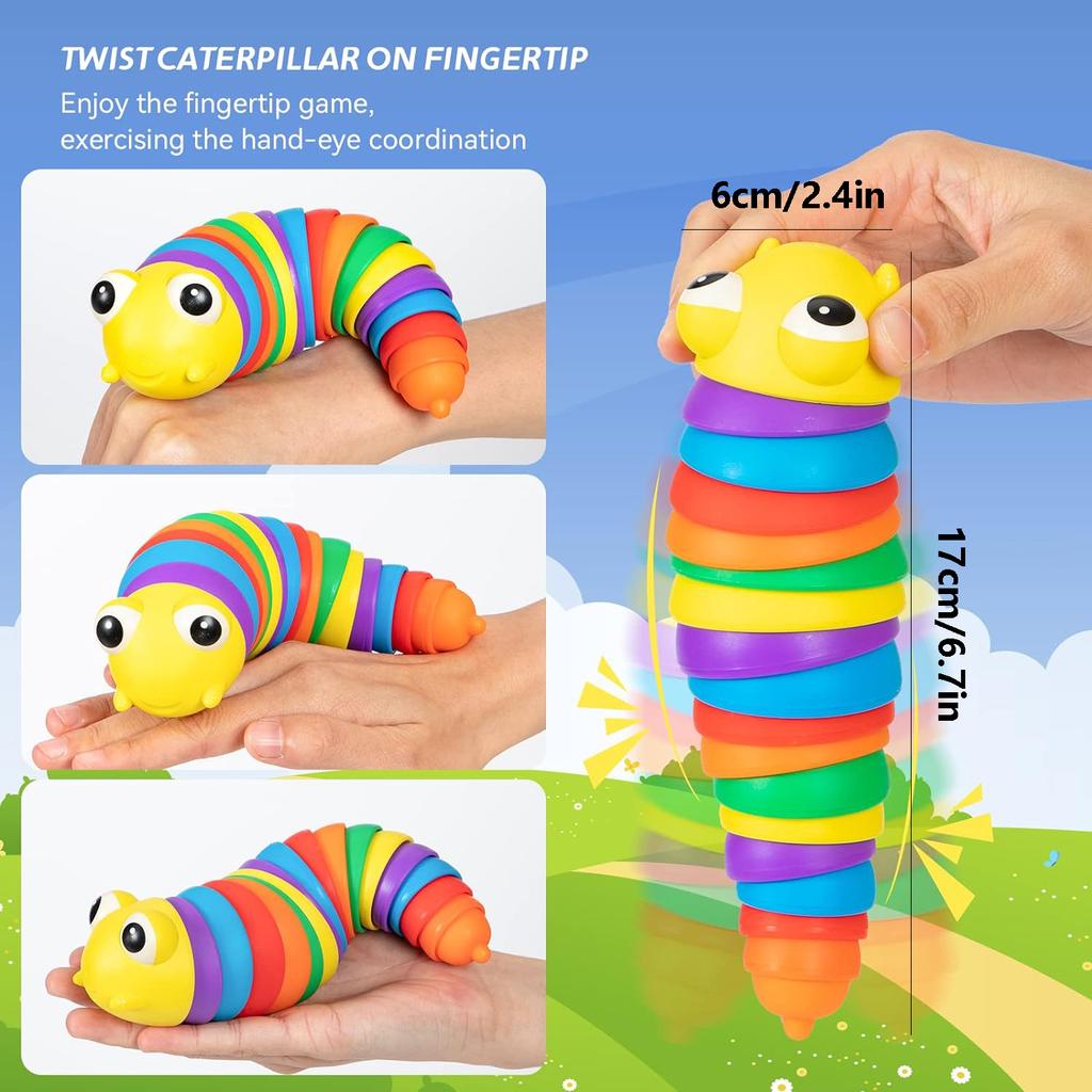 Sensory Slugs Caterpillar Toys, Autism And Stress Relieving Sensory Toys, Stress Relieving Shark Twist Music
