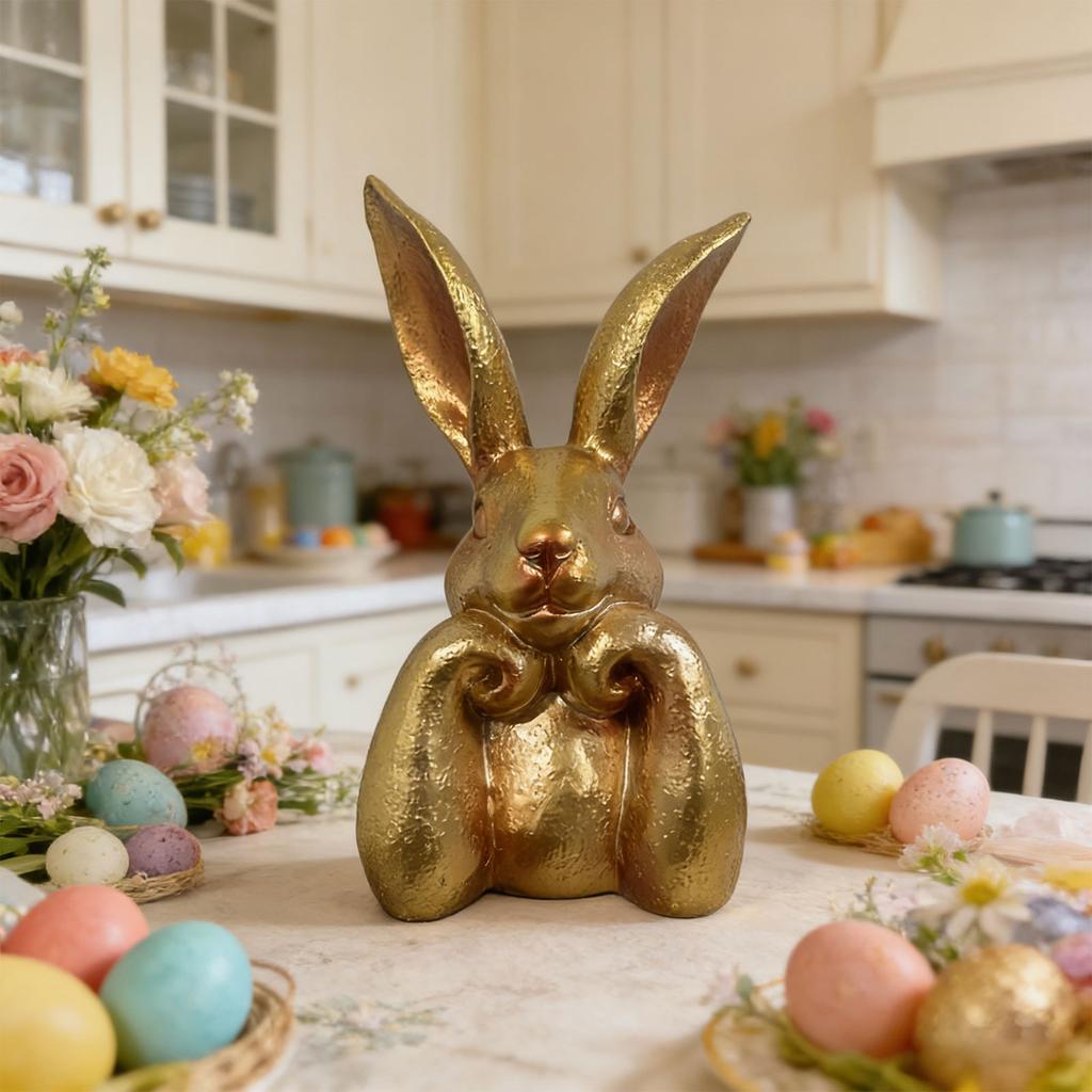Creative varnished Rabbit Figure In Warm Gold Perfect For Holiday Display And happy Home Feature