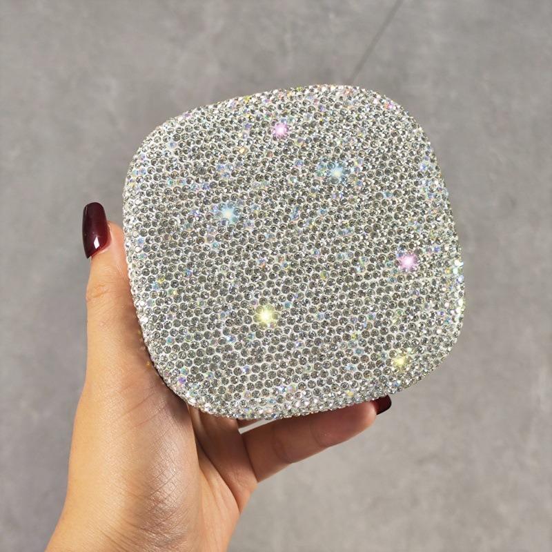 Square jewelry box - creative diamond-studded ring, necklace, and earring organizer with divided compartments - portable storage case