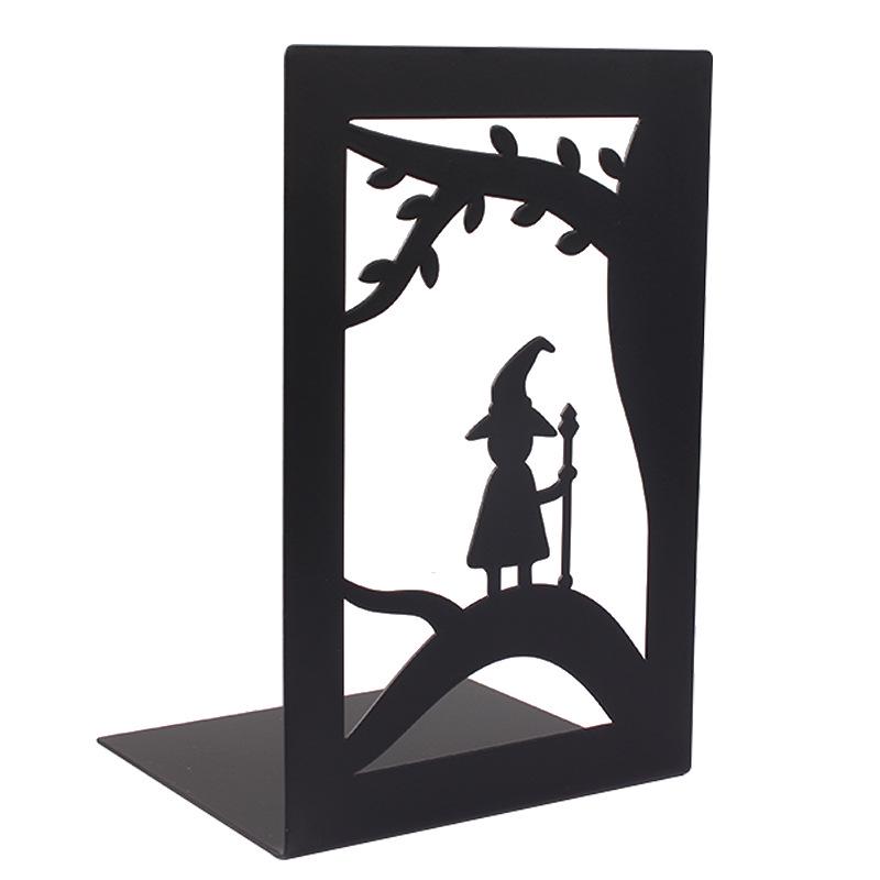Creative Wrought Iron Metal Book Storage Rack and Personalized Hollowed-Out Bookends